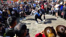 Thi đấu đẩy gậy tại Ngày hội. 