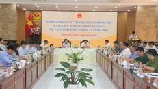 Đoàn Công tác Thành viên Chính phủ do Bộ trưởng Bộ Tư pháp Lê Thành Long làm Trưởng đoàn làm việc với UBND tỉnh Kiên Giang về tình hình sản xuất kinh doanh, đầu tư công, xây dựng hạ tầng và xuất nhập khẩu trên địa bàn tỉnh, ngày 22/4/2024.