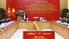 Chủ tịch Quốc hội Trần Thanh Mẫn, Bí thư Đảng ủy Quốc hội, Trưởng đoàn Kiểm tra 1910 phát biểu. 