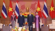 Tổng Bí thư, Chủ tịch nước Tô Lâm và Phu nhân Ngô Phương Ly cùng Nhà vua Thái Lan Maha Vajiralongkorn Phra Vajiraklaochaoyuhua và Hoàng hậu Suthida Bajrasudhabimalalakshana chụp ảnh chung, sáng 15/9/2026.