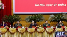 Tổng Bí thư, Chủ tịch nước Nguyễn Phú Trọng, Bí thư QUTƯ dự và chỉ đạo hội nghị. (Ảnh: Báo Chính phủ)