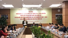 Lãnh đạo Hội đồng Dân tộc của Quốc hội và Ủy ban Dân tộc chủ trì hội nghị triển khai công tác thông tin tuyên truyền về bầu cử ở vùng đồng bào dân tộc thiểu số. (Ảnh: TTXVN)