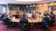 Quang cảnh hội đàm giữa Chủ tịch Quốc hội Vương Đình Huệ và Chủ tịch Nghị viện châu Âu David Sassoli. Ảnh: Doãn Tấn/TTXVN 