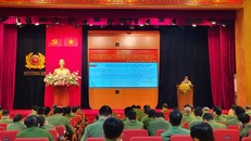 Hội nghị trực tuyến Công bố kết quả đo lường sự hài lòng của người dân đối với sự phục vụ của công an nhân dân. (Ảnh: TTXVN)