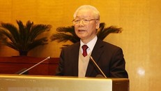 Tổng Bí thư Nguyễn Phú Trọng phát biểu chỉ đạo hội nghị. (Ảnh: Trí Dũng/TTXVN) 