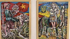 Một tác phẩm tại triển lãm. (Ảnh: Báo Quốc tế)