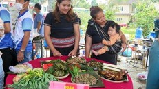 Các món ẩm thực của đoàn Gia Lai. (Ảnh: Khoa Chương/TTXVN) 