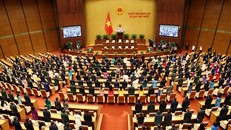 Các đại biểu Quốc hội tại phòng họp Diên Hồng, tháng 7/2021. (Ảnh: TTXVN)