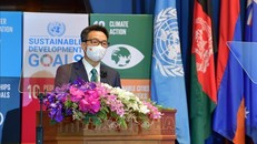 Phó Thủ tướng Vũ Đức Đam phát biểu tại Phiên thảo luận cấp cao Khóa họp lần thứ 78 Ủy ban Kinh tế và Xã hội Liên hợp quốc khu vực châu Á-Thái Bình Dương. Ảnh: Ngọc Quang /TTXVN 