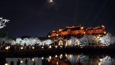 Đại Nội Huế lung linh trong đêm. (Ảnh: Đỗ Trưởng/TTXVN)