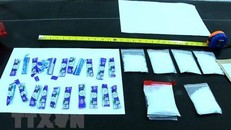 Tang vật ma túy được lực lượng Công an Bắc Ninh thu giữ. (Ảnh: Đinh Văn Nhiều/TTXVN) 