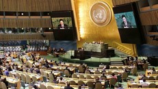 Phó Thủ tướng Phạm Bình Minh phát biểu tại Phiên thảo luận cấp cao Khóa họp 72 Đại hội đồng Liên hợp quốc ở New York, Mỹ. (Ảnh: Hữu Hoàng/TTXVN) 