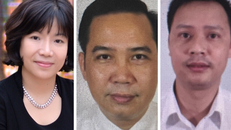 Từ trái qua phải là các bị can Nguyễn Thị Thanh Nhàn, Trần Mạnh Hà và Đỗ Văn Sơn (Nguồn: Bộ Công an) 
