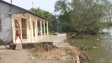 Khu vực sạt lở tại ấp Long Thạnh, xã Lục Sỹ Thành, huyện Trà Ôn, tỉnh Vĩnh Long. 