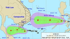Dự báo đường đi và khu vực ảnh hưởng của hai áp thấp nhiệt đới. Ảnh: NCHMF.