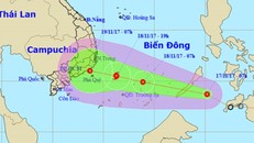 Dự báo đường đi và khu vực ảnh hưởng của áp thấp nhiệt đới. Ảnh:NCHMF