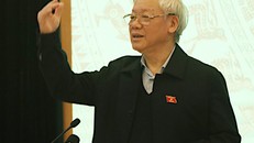 Tổng bí thư Nguyễn Phú Trọng trong cuộc tiếp xúc cử tri ngày29/11. Ảnh:Võ Hải