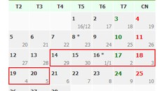 Phương án một nghỉ 2 ngày trước Tết. Đồ họa:Việt Chung