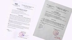 Các văn bản đóng dấu đỏ quyết định cho nhân viên nghỉ làm để cổ vũ trận bán kết giữa U-23 Việt Nam với U-23 Qatar