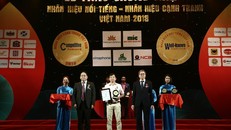 Đại diện FrieslandCampina Việt Nam (đứng giữa) nhận giải thưởng “Nhãn hiệu nổi tiếng Việt nam” 2018