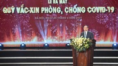Thủ tướng Chính phủ Phạm Minh Chính phát biểu trong buổi lễ ra mắt Quỹ vắc-xin phòng, chống COVID-19