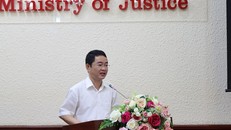 Ông Vũ Hoài Nam- TBT Báo Pháp luật Việt Nam phát biểu khai mạc hội thảo.