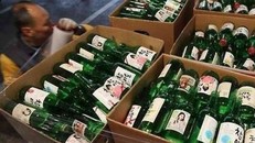 Thu gom vỏ chai Soju.