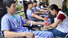 Các tình nguyện viên tham gia hiến máu. Ảnh minh họa. (Nguồn: TTXVN)