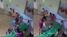 Giáo viên mầm non nhồi nhét thức ăn, đánh không thương tiếc bé trai 2 tuổi ở Hà Nội.(Ảnh: cắt từ clip)