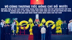 Nhà tang lễ quốc gia nơi diễn ra lễ viếng, lễ truy điệu nguyên Tổng bí thư Đỗ Mười đã chuẩn bị sẵn sàng cho lễ Quốc tang nguyên Tổng bí thư Đỗ Mười. (Ảnh Ngọc Thắng)