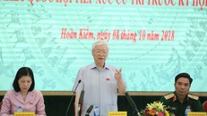 Tổng bí thư Nguyễn Phú Trọng phát biểu tại buổi tiếp xúc cử tri sáng 8/10. Ảnh: Ngọc Thắng.