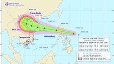 Đường đi và vị trí cơn bão. Ảnh: Trung tâm dự báo khí tượng thủy văn Trung ương
