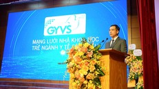 Tiến sỹ Hà Anh Đức - Chủ tịch Hội Thầy thuốc trẻ Việt Nam phát biểu tại buổi lễ ra mắt mạng lưới. 