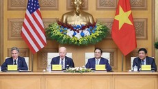 Thủ tướng Phạm Minh Chính và Tổng thống Hoa Kỳ Joe Biden dự Hội nghị cấp cao Việt Nam-Hoa Kỳ về Đổi mới sáng tạo và Đầu tư. (Ảnh: Dương Giang/TTXVN)