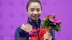 Dương Thúy Vi giành huy chương Đồng Wushu tại ASIAD 19. (Ảnh: THX/TTXVN)