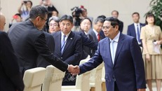 Thủ tướng Phạm Minh Chính tiếp Đoàn đại biểu Uỷ ban Kinh tế Nhật - Việt. Ảnh: Dương Giang-TTXVN