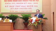 Chủ tịch HĐND thành phố Hà Nội Nguyễn Ngọc Tuấn phát biểu.