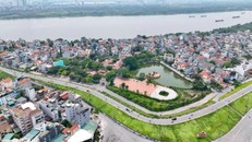 Hai ngôi làng cổ Bắc Biên và Gia Thượng (Bồ Đề - Hà Nội) nhìn từ trên cao. (Ảnh: Bình An)
