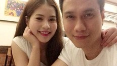 Việt Anh và vợ trẻ kém anh 9 tuổi.