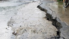 Vết nứt dài hơn 40 m, rộng hơn 10 cm ở xã Nhơn Đức. Ảnh: Duy Trần.