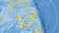  Vị trí tâm chấn động đất mạnh 6,5 độ Richter ở đảo Leyte, Philippines. Đồ họa: USGS.