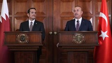  Ngoại trưởng Qatar và Thổ Nhĩ Kỳ họp báo chung ở Ankara ngày 14/7. Ảnh: Press TV.