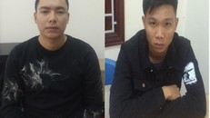 Hoàn và Phát tại cơ quan điều tra. Ảnh: Công an cung cấp.