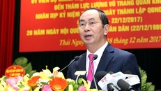 Chủ tịch nước Trần Đại Quang phát biểu tại buổi làm việc. Ảnh QĐND