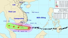 Vị trí và hướng di chuyển tiếp theo của bão số 16 – Tembin. Ảnh Trung tâm Dự báo KTTVTƯ.