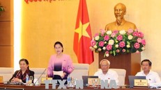 Chủ tịch Quốc hội Nguyễn Thị Kim Ngân chủ trì và phát biểu bế mạc Phiên họp thứ 25 của Ủy ban Thường vụ Quốc hội khóa XIV. Ảnh: Trọng Đức/TTXVN