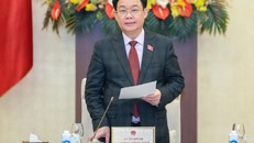 Chủ tịch Quốc hội Vương Đình Huệ đề nghị các đồng chí Ủy viên Ủy ban Thường vụ Quốc hội, cơ quan hữu quan bố trí, sắp xếp thời gian họp theo quy định để kỳ họp có chất lượng cao nhất - Ảnh: VGP