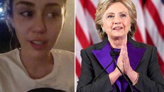 Miley Cyrus khóc sau khi công bố kết quả bầu cử.