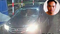 Ôtô tông gãy thanh chắn trạm thu phí. Ảnh: Cắt camera.