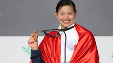 Vận động viên Nguyễn Thị Ánh Viên trên đường đua xanh. (Nguồn: AFP/TTXVN)